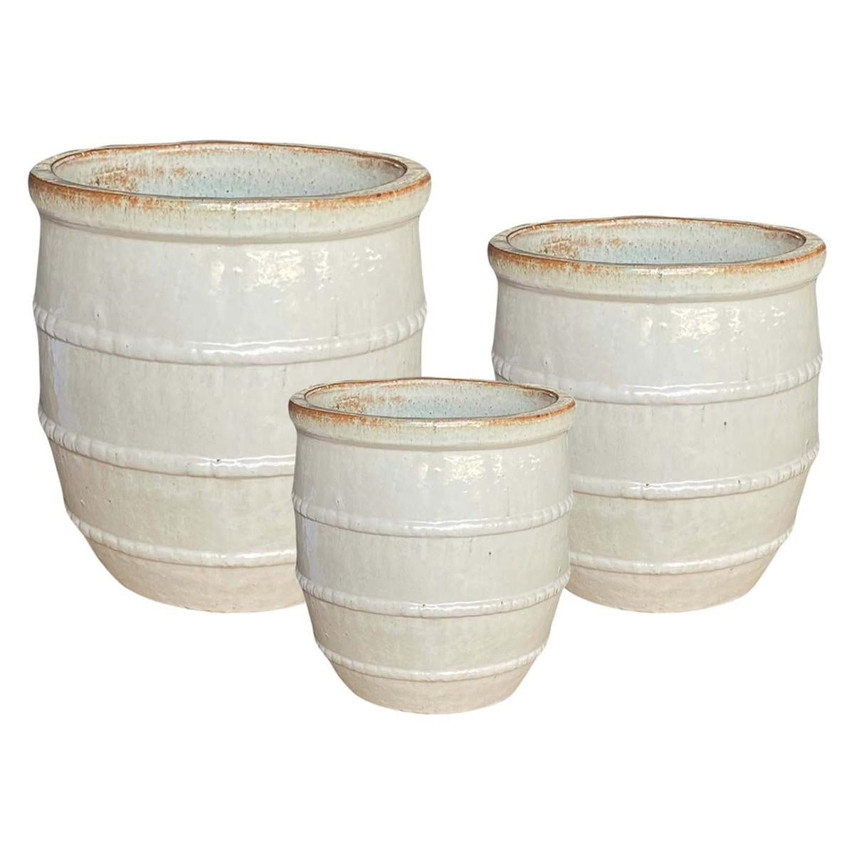 Vaso rotondo in ceramica bianca, set di 3, Ø47H50 cm