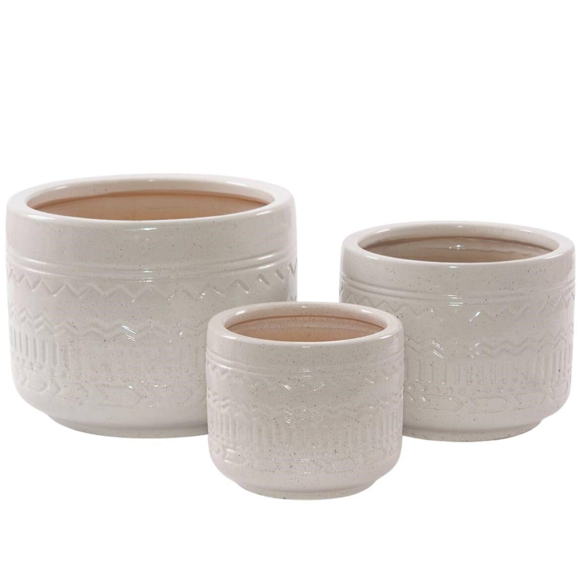 Portavasi in ceramica beige, set di 3, Ø31H26 cm