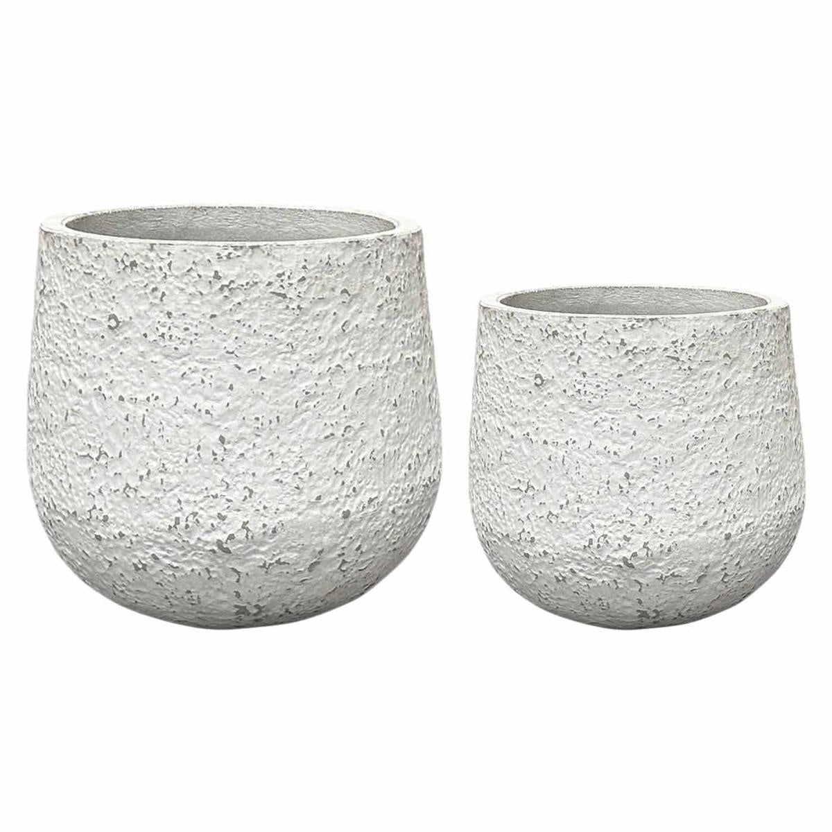 Portavaso in fibrocemento beige, set di 2, Ø38H35 cm