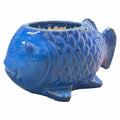 Pesce contenitore in ceramica blu, 30x17x17 cm