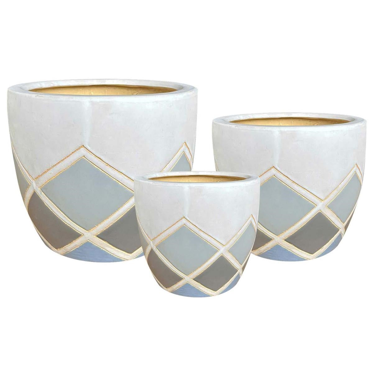 Portavasi in ceramica grigio azzurro, set da 3, Ø29H23 cm