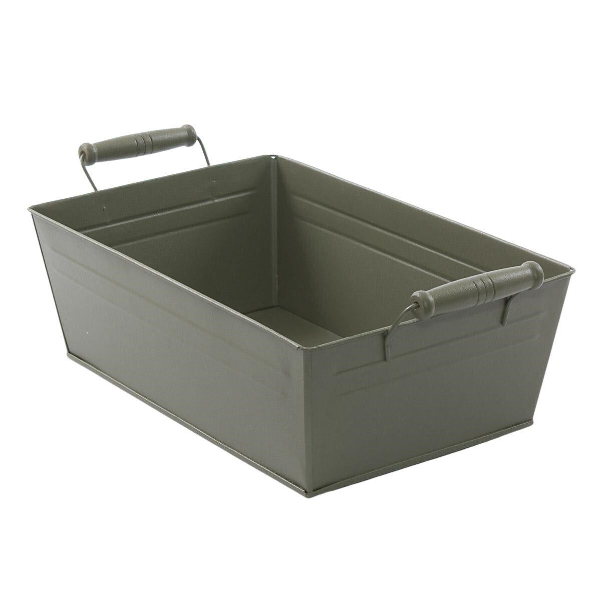 Vaschetta in latta verde, 35x23x12 cm (kit da 3)