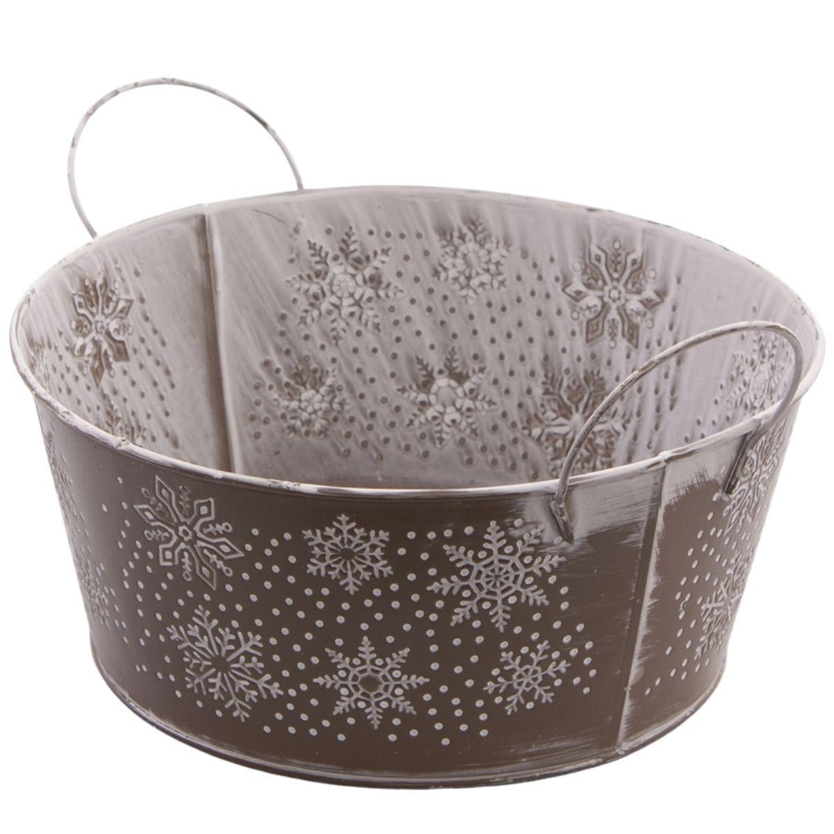 Ciotola portavaso in latta grigio lucido, Ø28H12 cm (kit da 5)