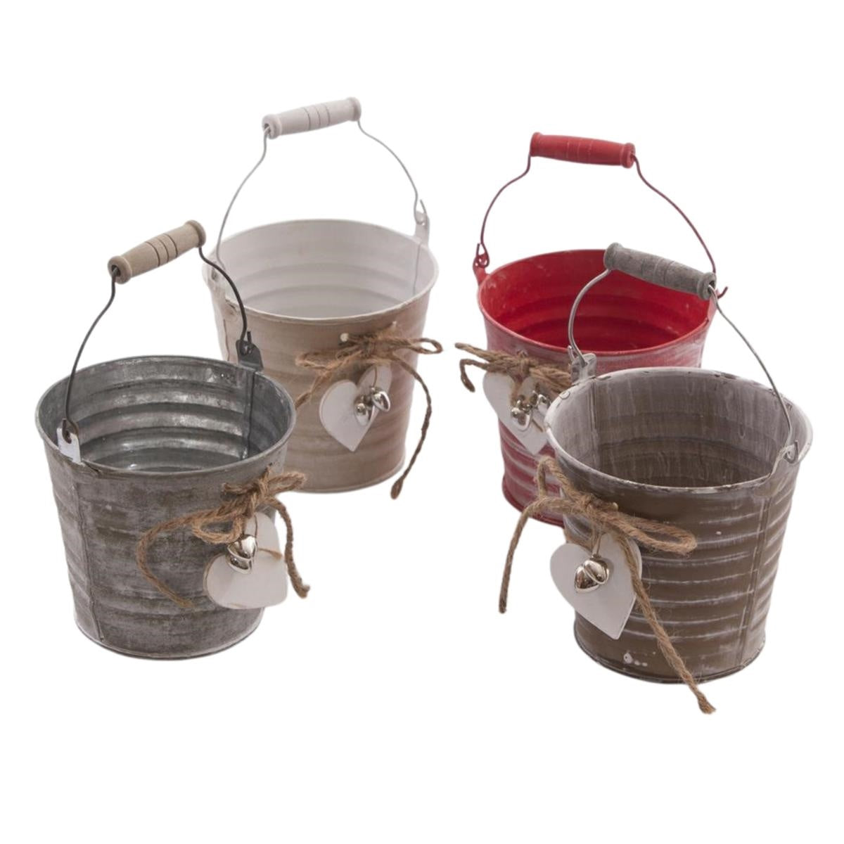 Secchielli in latta con manico, Ø10x8 cm, set di 4 (kit da 5)