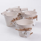 Secchiello crema in latta, set di 4, Ø10x8 cm (kit da 5)