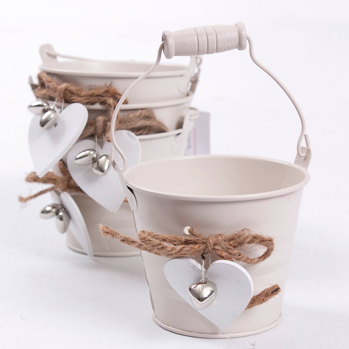 Secchiello crema in latta, set di 4, Ø10x8 cm (kit da 5)