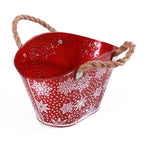 Vaschetta ovale in latta rossa, 24x17x15 cm (kit da 10)