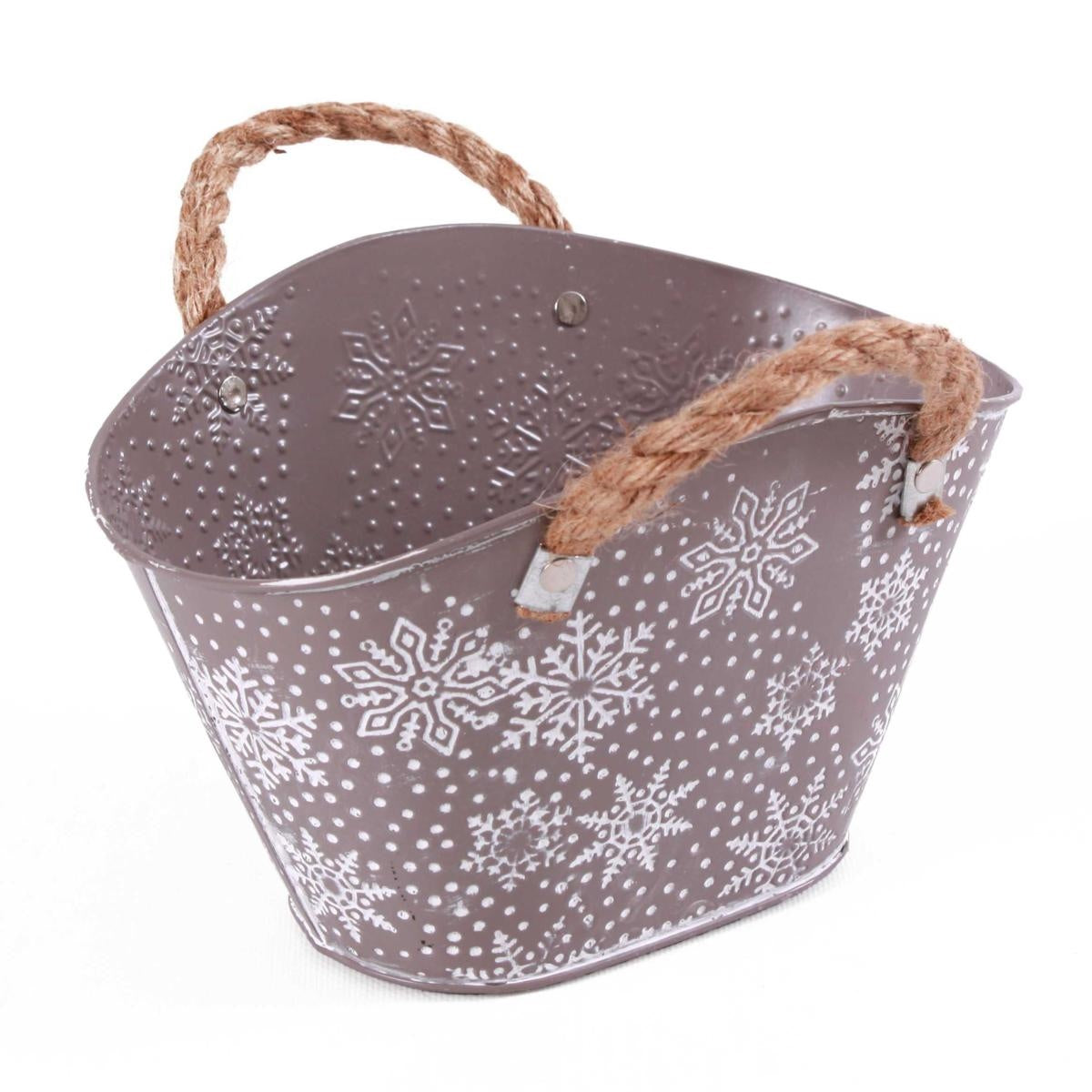 Vaschetta ovale in latta tortora, 24x17H15 cm (kit da 10)