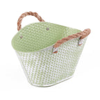 Vaschetta ovale in latta verde chiaro con manici in corda, 24x17x15 cm (kit da 10)