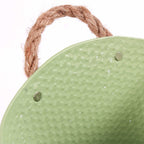 Vaschetta ovale in latta verde chiaro con manici in corda, 24x17x15 cm (kit da 10)