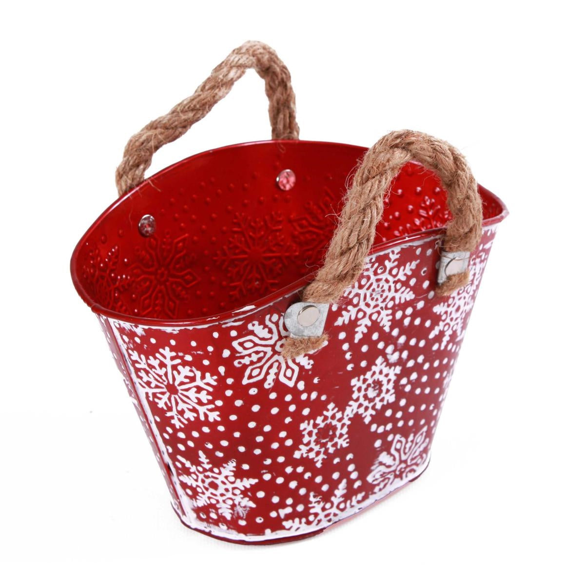Vaschetta ovale in latta rossa, 20x13H14 cm (kit da 10)
