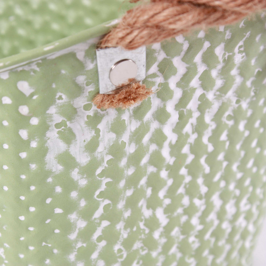 Vaschetta ovale in latta verde chiaro, 20x13x14 cm (kit da 10)
