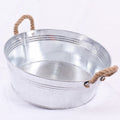 Ciotola in latta con manici in corda, Ø44H16 cm (kit da 3)