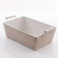 Vaschetta color crema in latta con manici, 35x23H12 cm (kit da 3)