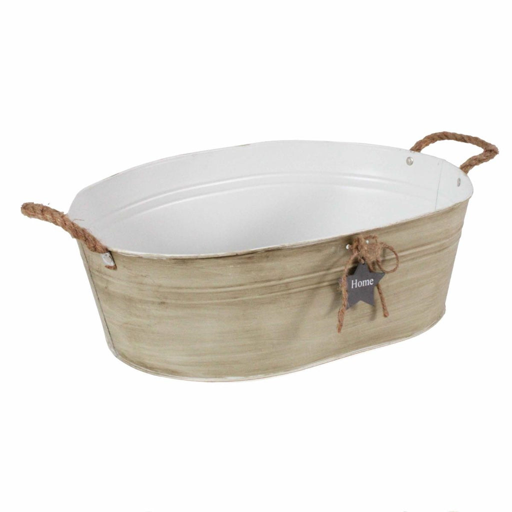 Vaschetta in latta color crema Home, 46x33x15 cm (kit da 3)