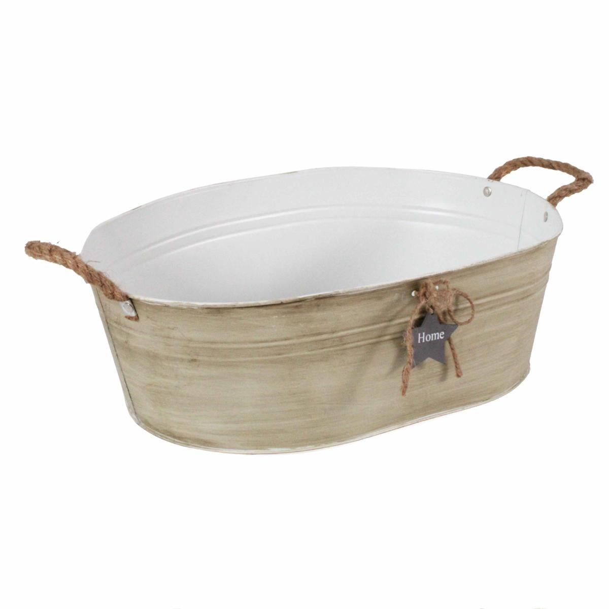 Vaschetta in latta color crema Home, 46x33x15 cm (kit da 3)
