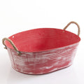 Vaschetta ovale in latta rossa, 46x33x15 cm (kit da 3)