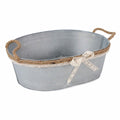Vaschetta in latta sbiancata con manici in corda, 46x33x15 cm (kit da 3)