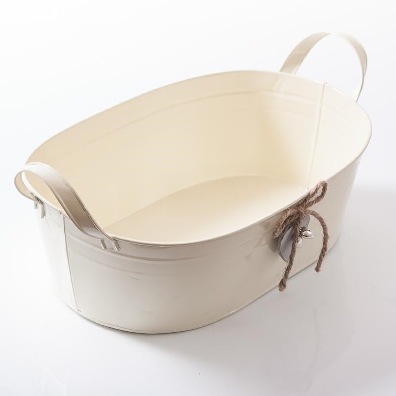 Ciotola in latta crema a forma di cuore, 39x24H12 cm (kit da 5)