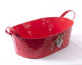Ciotola in latta rossa a forma di cuore, 39x24H12 cm (kit da 3)