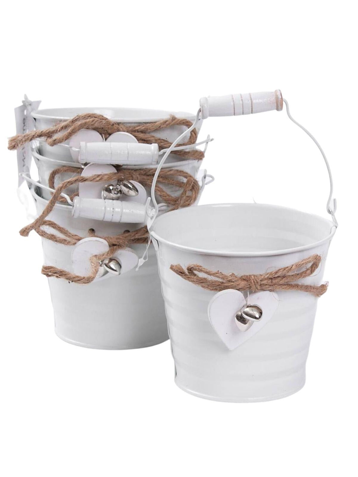 Portavaso bianco in latta in set di 4, Ø13H11 cm (kit da 3)