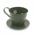 Portavaso in latta verde a tazza, 16H12 cm (kit da 5)