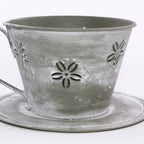 Portavaso grigio a forma di tazza in latta, Ø16H12 cm (kit da 5)