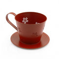 Portavaso a tazza in latta rosso e rame metallizzato, 16H12 cm (kit da 5)