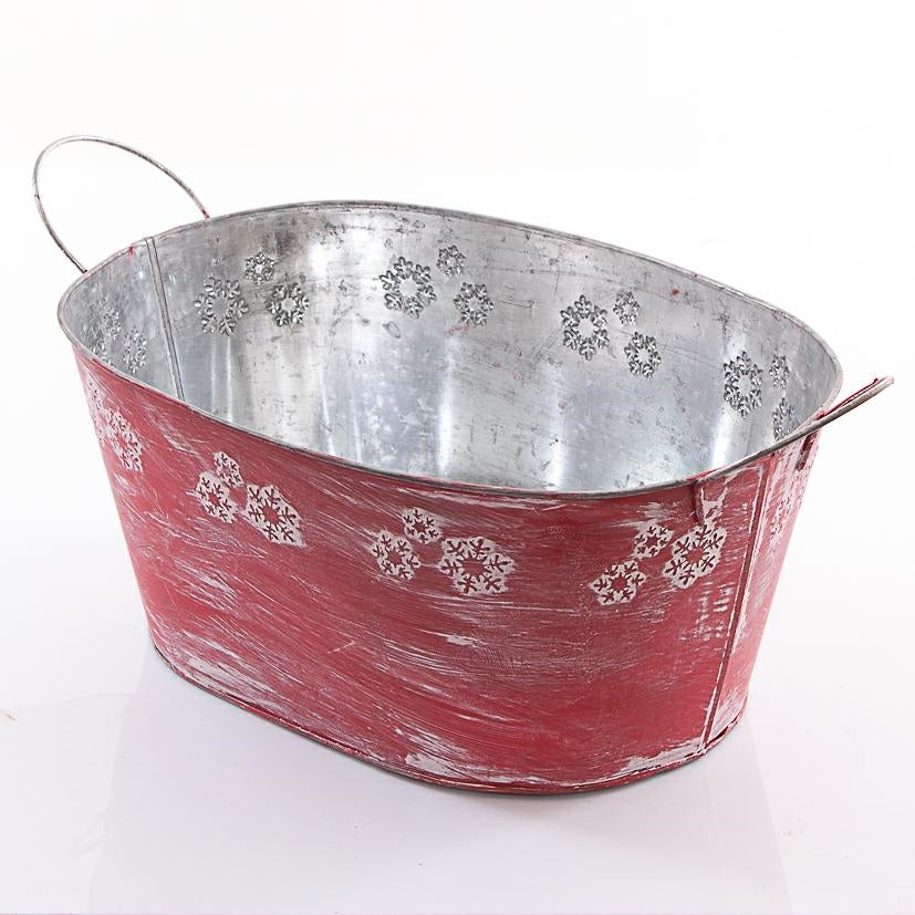 Vaschetta in latta rossa con 2 maniglie (kit da 3)