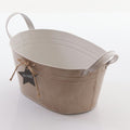Vaschetta in latta crema con 2 manici, 31x20H15 cm (kit da 3)