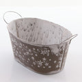 Vaschetta in latta tortora con manici, 31x20H15 cm (kit da 3)