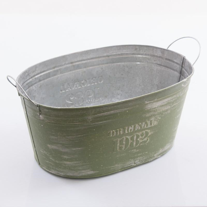 Vaschetta in latta verde, 35x24x17 cm (kit da 5)