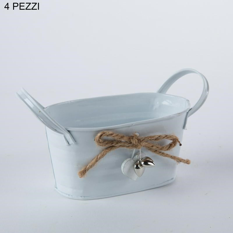 Vaschetta in latta bianca, 15x9 cm (kit da 3)