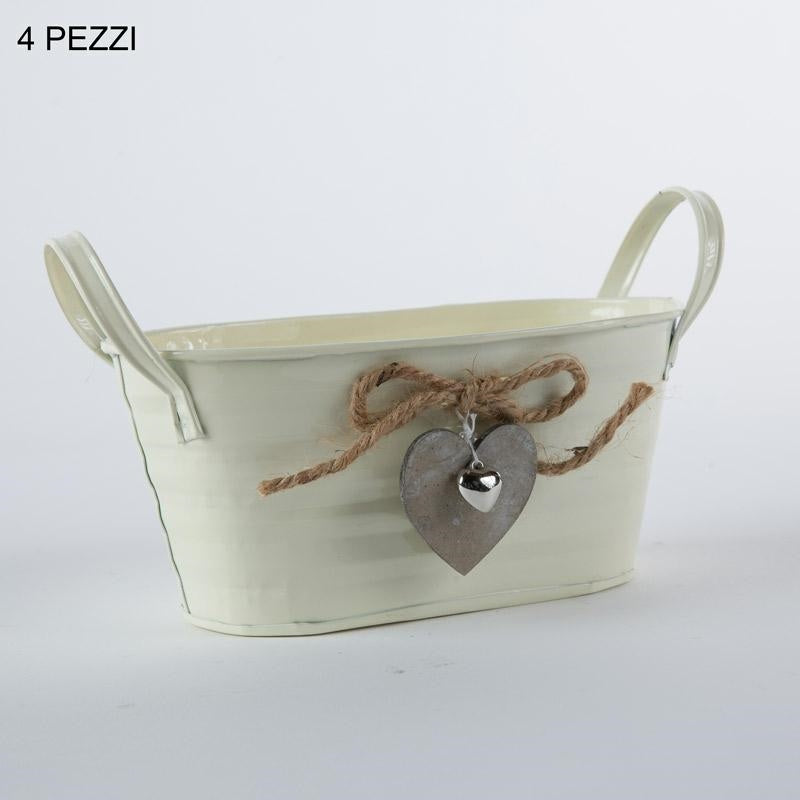 Vaschette in latta crema, 20x12 cm, 4 per confezione (kit da 3)