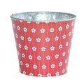 Portavaso in latta rosso con stampa a fiori, Ø13,5H11,5 cm (kit da 10)