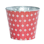 Portavaso in latta rosso con stampa a fiori, Ø13,5H11,5 cm (kit da 10)