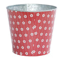 Portavaso in latta rossa con stampa a fiori, Ø15,5H13,5 cm (kit da 10)