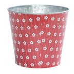 Portavaso in latta rossa con stampa a fiori, Ø15,5H13,5 cm (kit da 10)