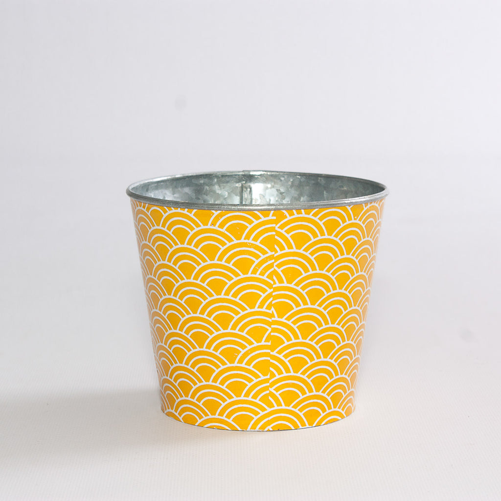 Portavaso giallo in latta, Ø12,5H10,5 cm (kit da 10)