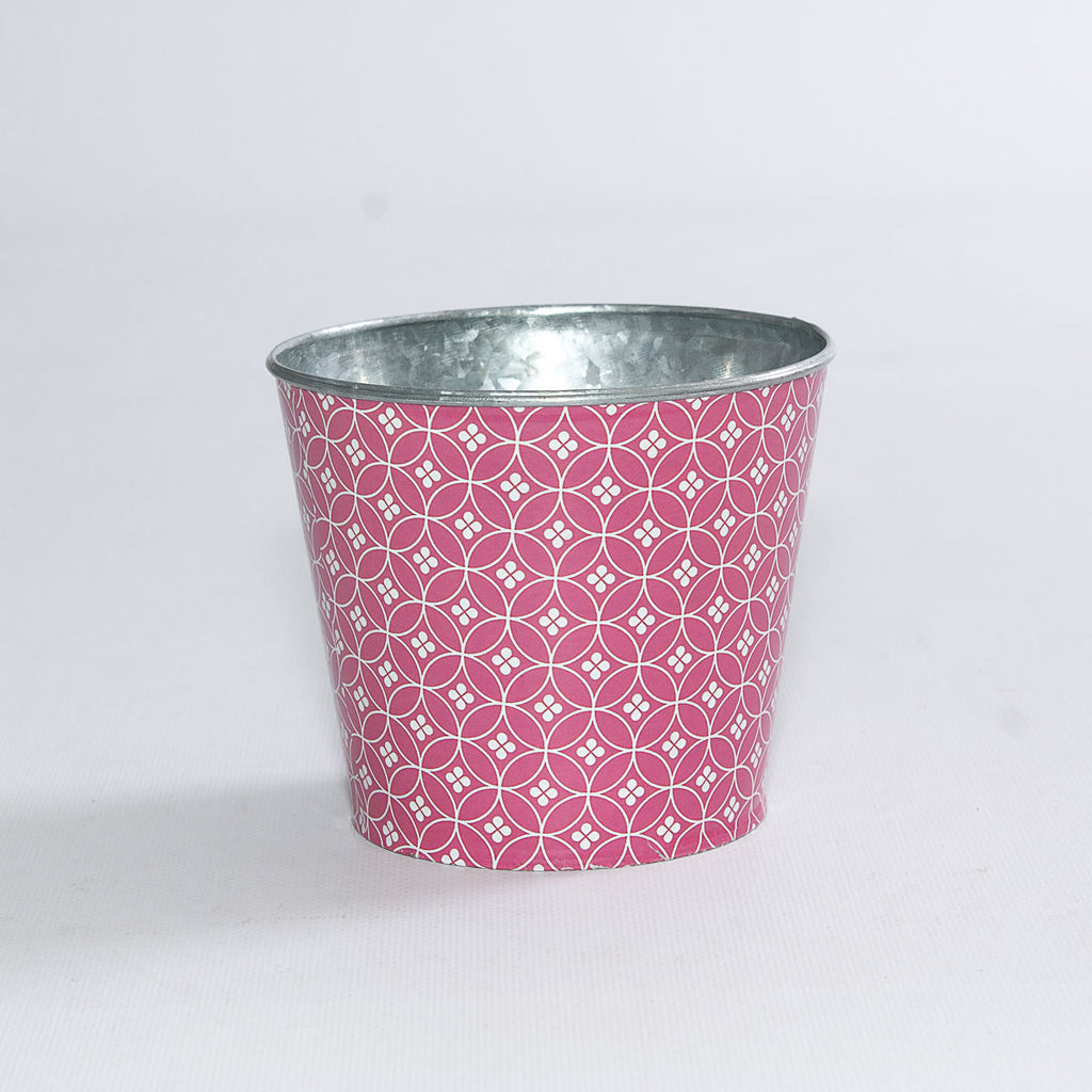 Portavaso rotondo in latta rosa, Ø12,5H10,5 cm (kit da 10)