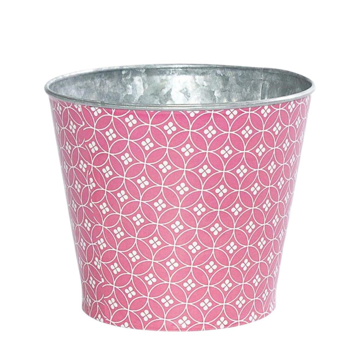 Portavaso rotondo in latta rosa, Ø13,5H11,5 cm (kit da 10)