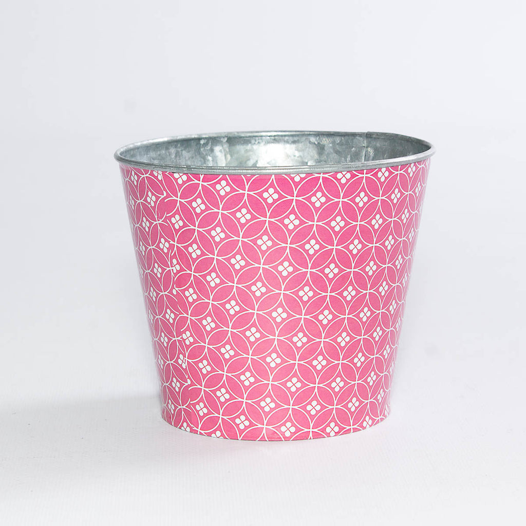 Portavaso rotondo in latta rosa, Ø13,5H11,5 cm (kit da 10)