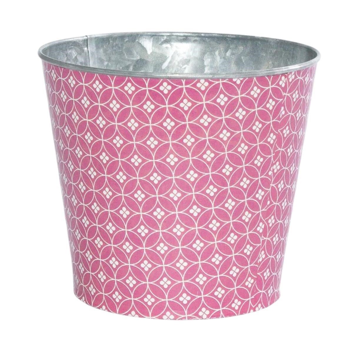 Portavaso rotondo in latta rosa fucsia, Ø15,5H13,5 cm (kit da 10)