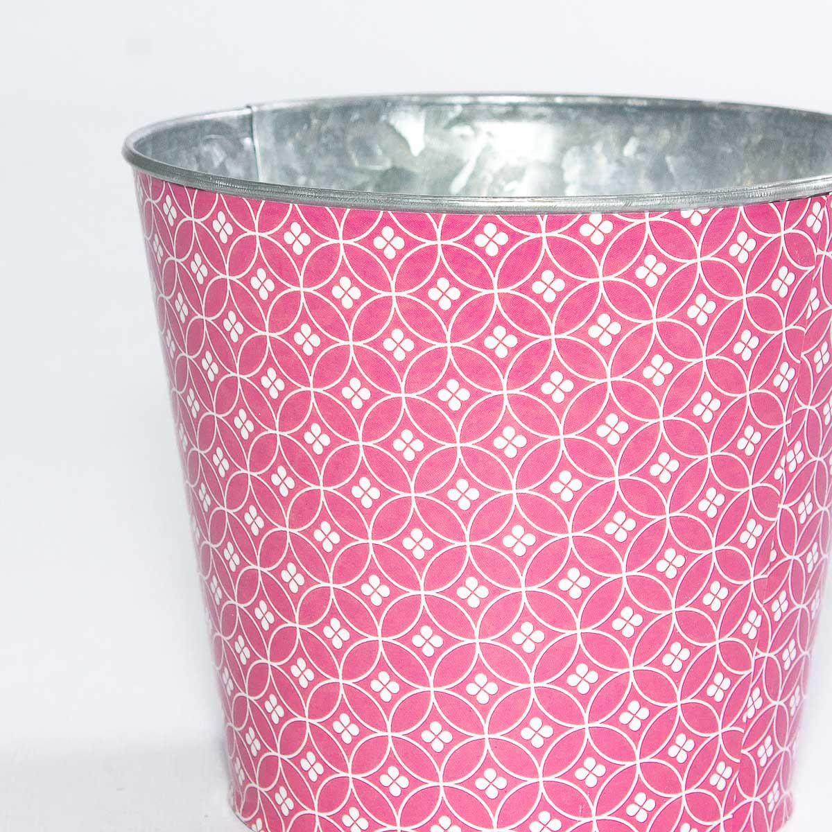 Portavaso rotondo in latta rosa fucsia, Ø15,5H13,5 cm (kit da 10)
