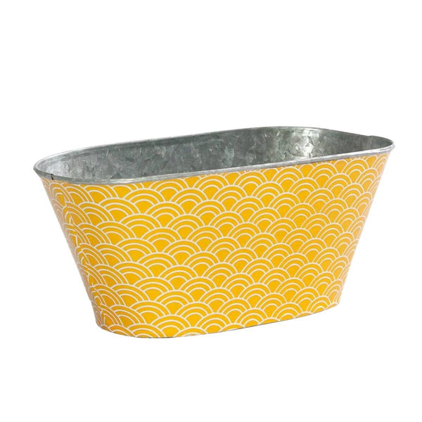 Vaschetta ovale gialla in latta, 25x12,5x10,5 cm