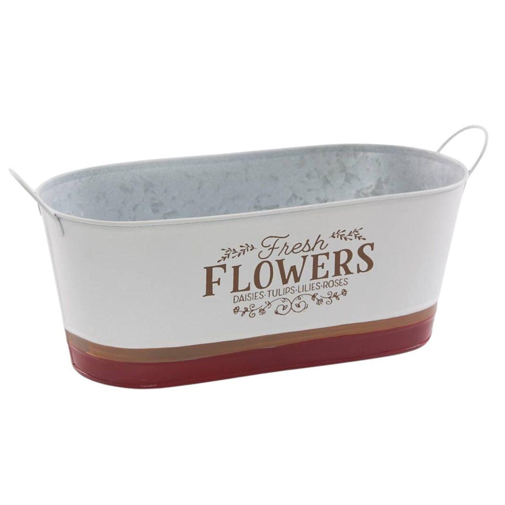 Vaschetta ovale in latta "Flowers", 33X16H14 cm