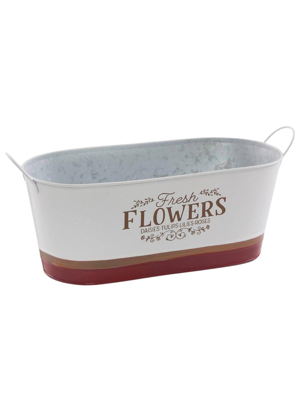 Vaschetta ovale in latta "Flowers", 33X16H14 cm (kit da 3)