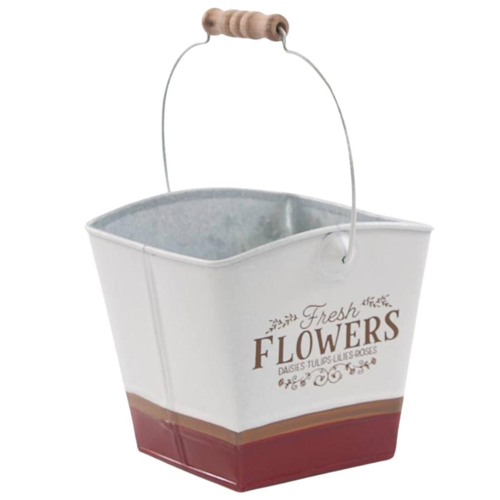 Vaschetta quadrata in latta "Flowers", 15X15H26 cm