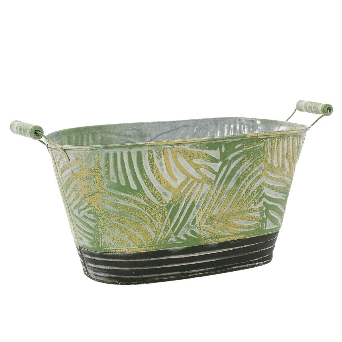 Vaschetta ovale in latta foglie, 33X16H16,5 cm