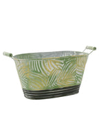 Vaschetta ovale in latta foglie, 33X16H16,5 cm (kit da 3)
